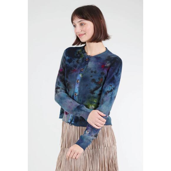 Galadriel Mattei Blossoms Skull Print Cashmere Cardigan Sweater- Size Large - Picture 2 of 10